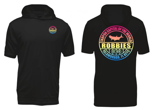 World Famous Tarpon Feeding Hooded Performance Short Sleeve Shirt