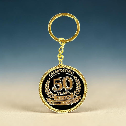 Robbies 50th Anniversary Challenge Coin Keychain - Robbie's of Islamorada