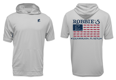Robbie’s Tarpon Flag Short Sleeve Hooded Performance - Robbie's of Islamorada