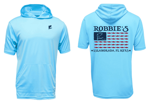 Robbie’s Tarpon Flag Youth Short Sleeve Hooded Performance - Robbie's of Islamorada