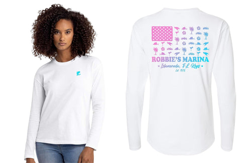 Tropical Flag Long Sleeve Cotton Tee - Robbie's of Islamorada